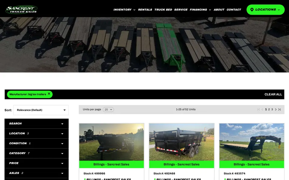 Sancrest Trailer Sales website