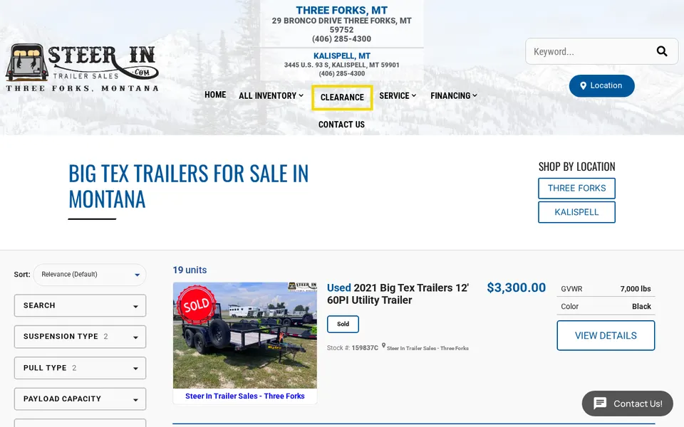 Steer In Trailer Sales website
