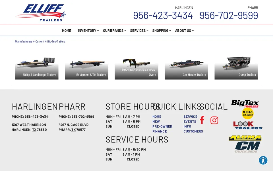 Elliff Trailer Sales website