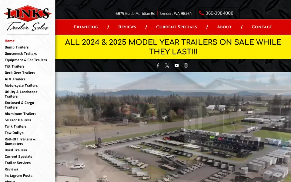 Links Trailer Sales website