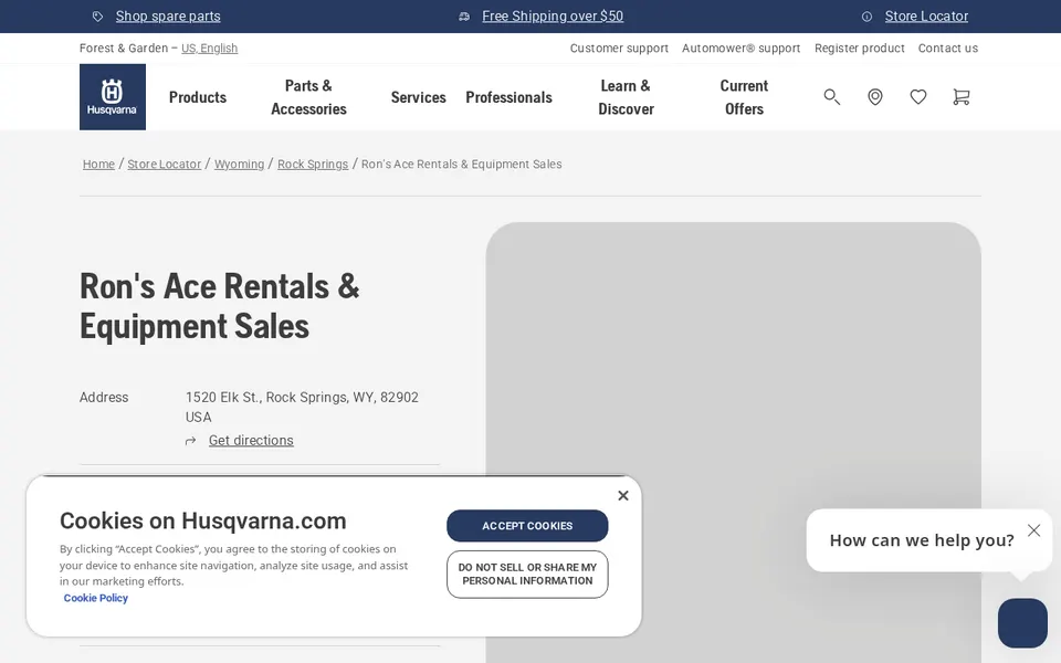 Ron's Ace Rentals & Equipment Sales website