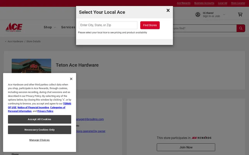 Teton Hardware website