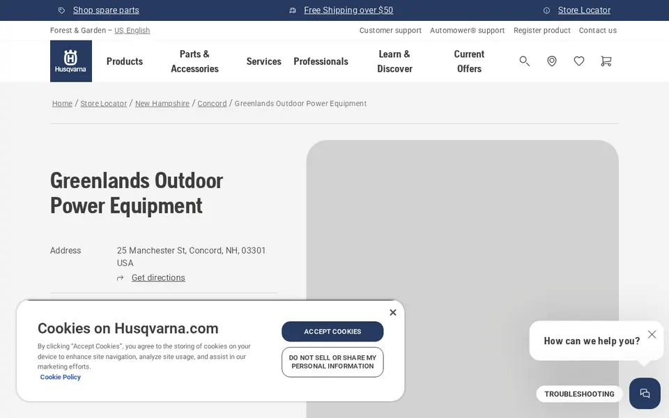 Greenlands Outdoor Power Equipment website