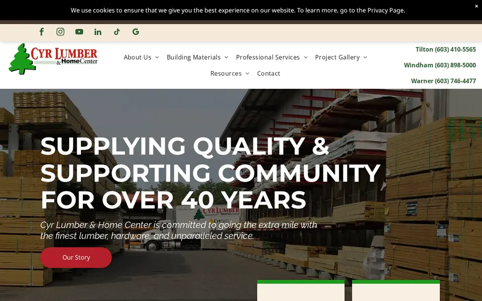 Cyr Lumber & Home Center website