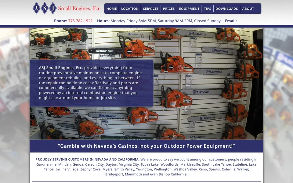 ASJ Small Engines website