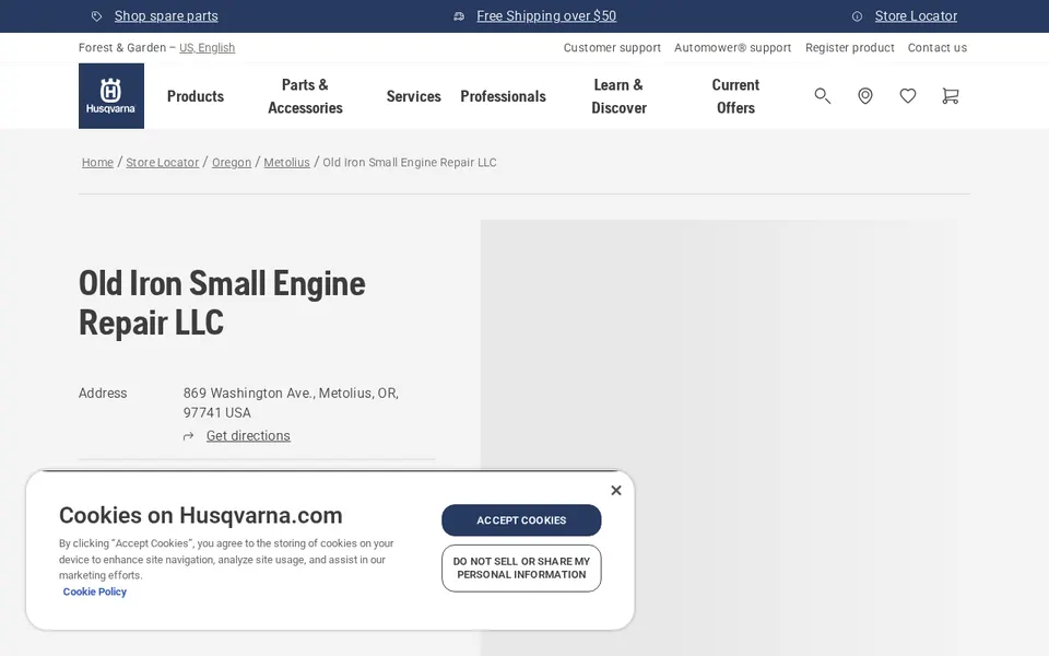 Old Iron Small Engine Repair LLC website
