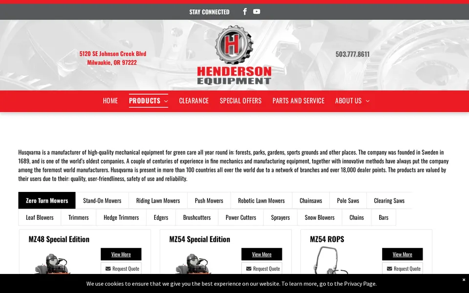 Henderson Equipment website