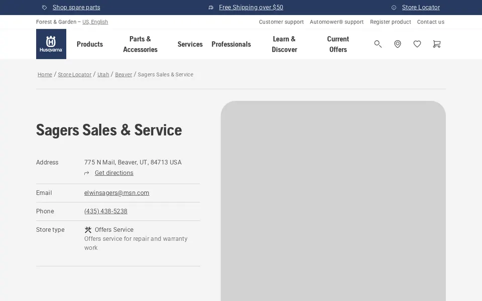 Sagers Sales & Service website