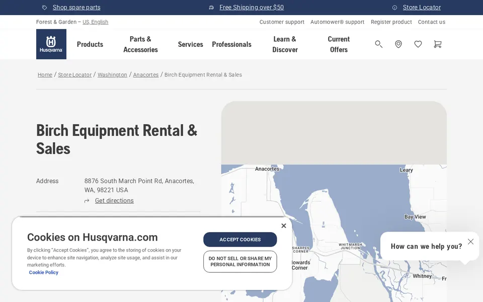 Birch Equipment Rental & Sales website