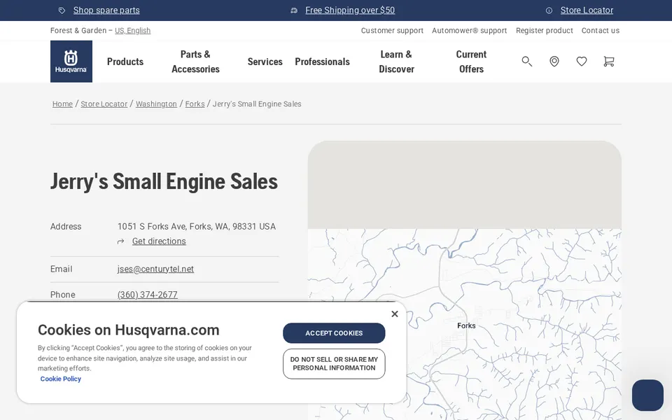 Jerry's Small Engine Sales website