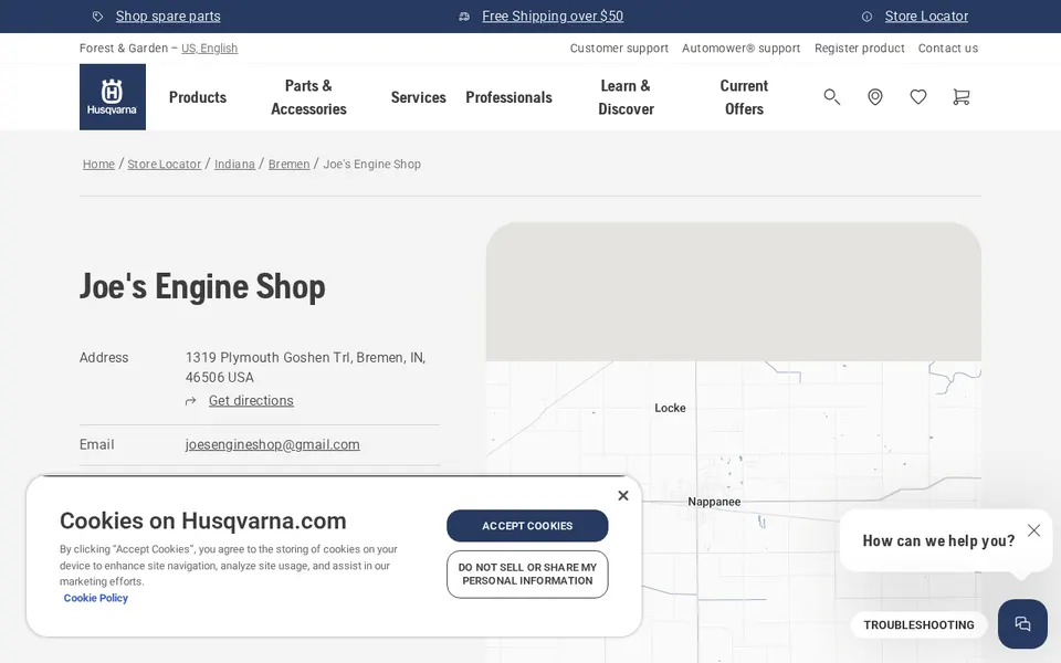Joe's Engine Shop website