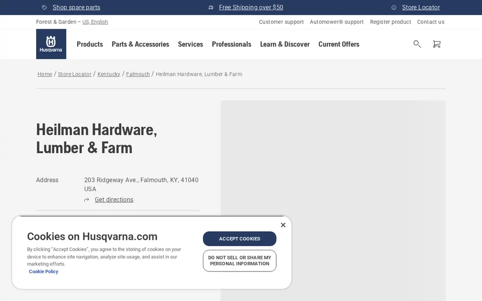Heilman Hardware, Lumber & Farm website