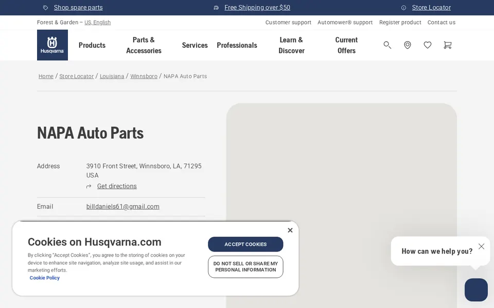 NAPA Auto Parts website