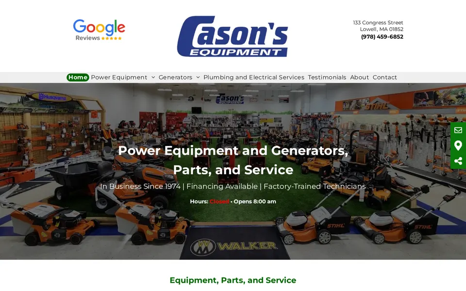 Cason Equipment website