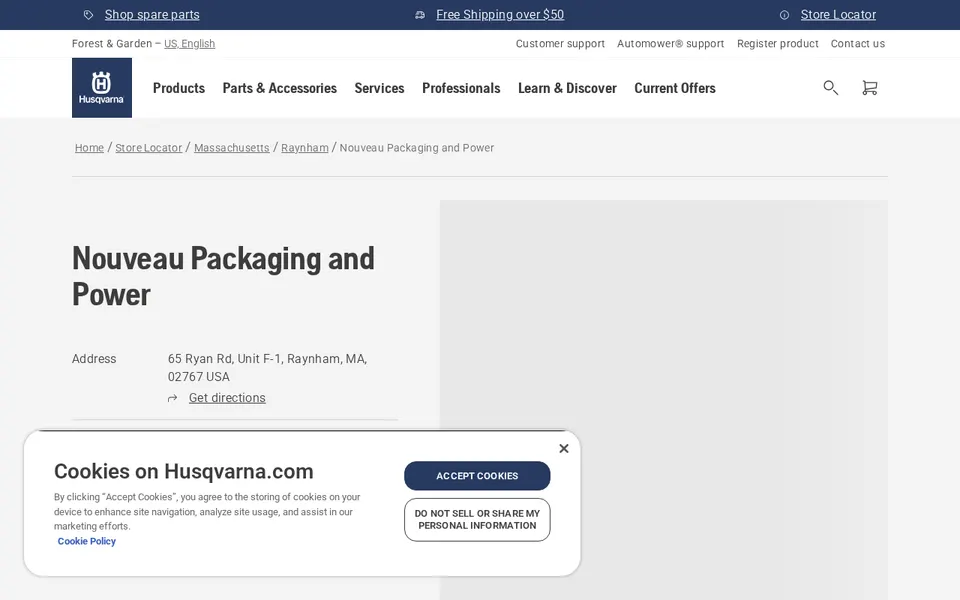 Nouveau Packaging and Power website