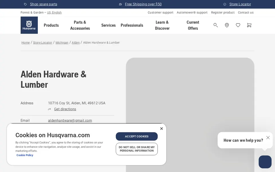 Alden Hardware & Lumber website