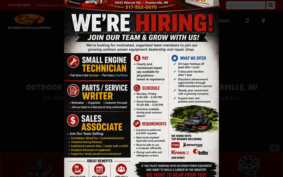 R & A Outdoor Sales And Service website