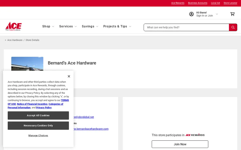 Bernard's Hardware Company website