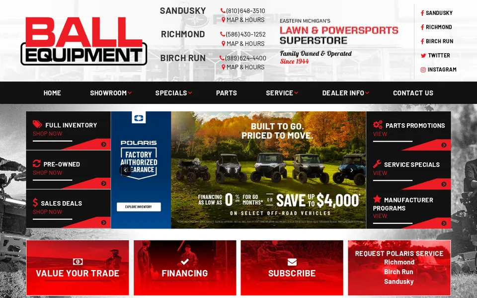 Ball Equipment website