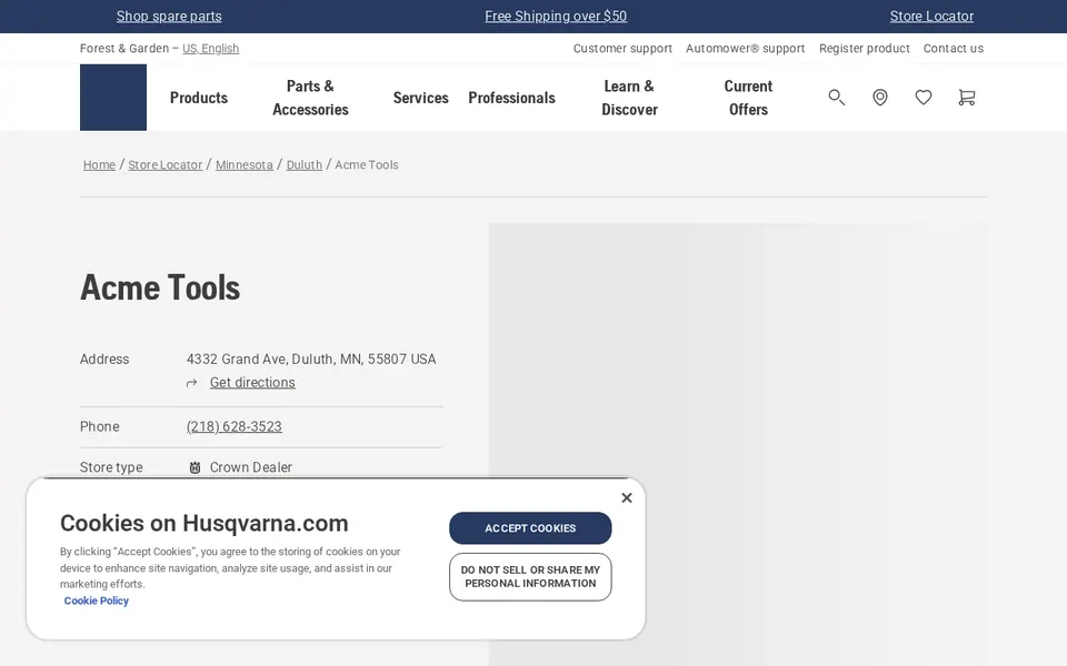 Acme Tools website