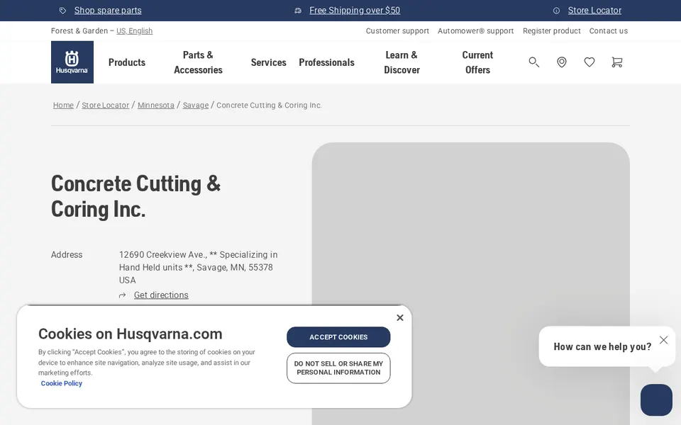 Concrete Cutting & Coring Inc. website