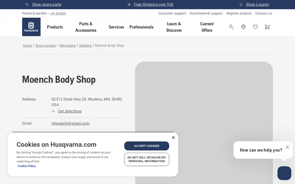 Moench Body Shop website
