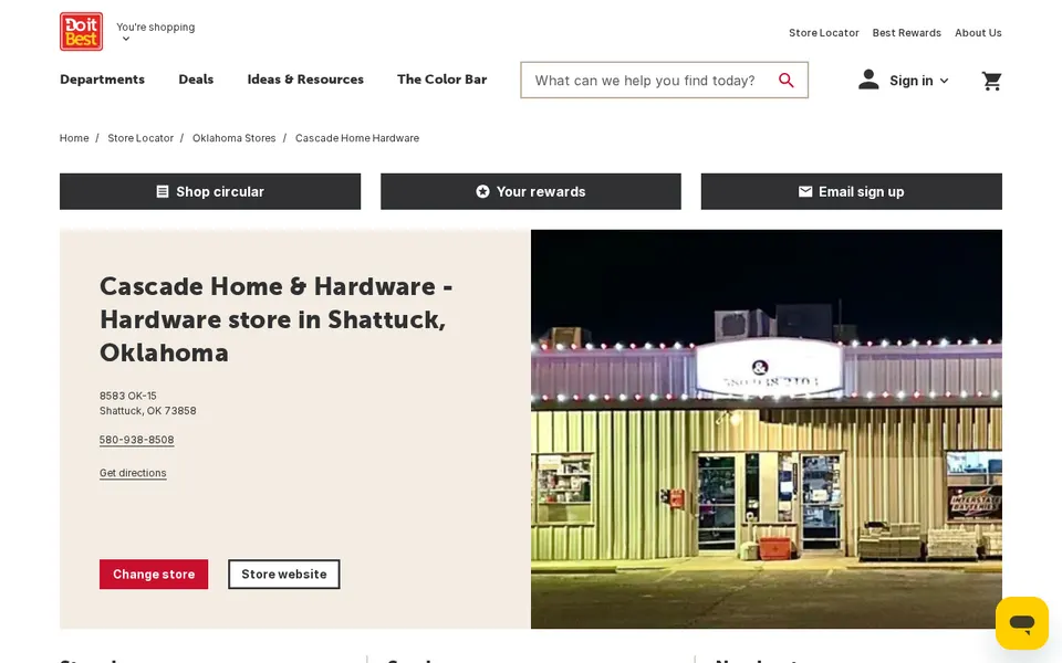 Cascade Home and Hardware website