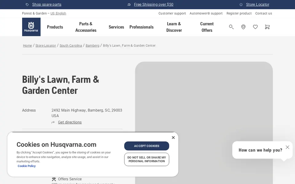 Billy's Lawn, Farm & Garden Center website