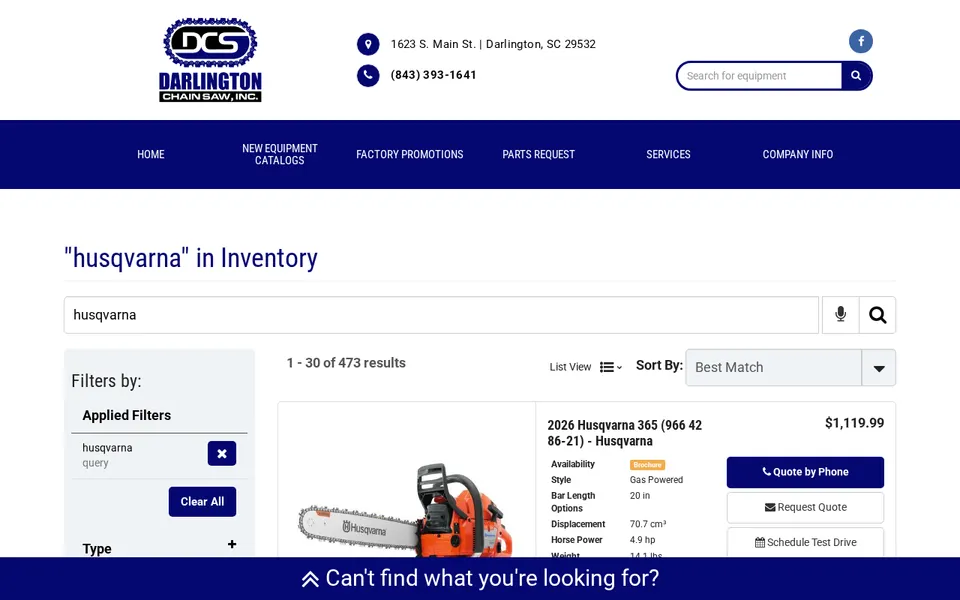 Darlington Chainsaw Co website