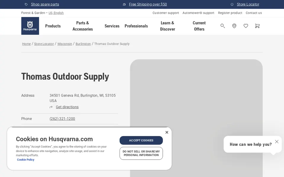Thomas Outdoor Supply website