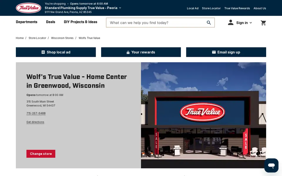 Wolf's True Value website