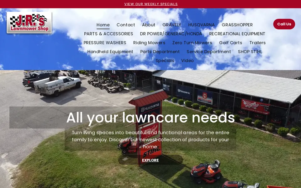 J R's Lawnmower Shop website