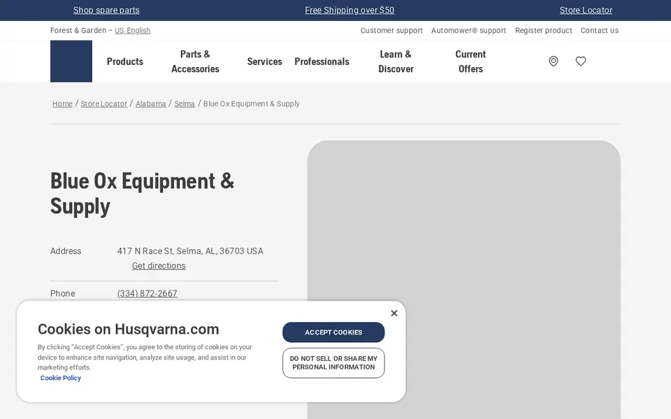 Blue Ox Equipment & Supply website