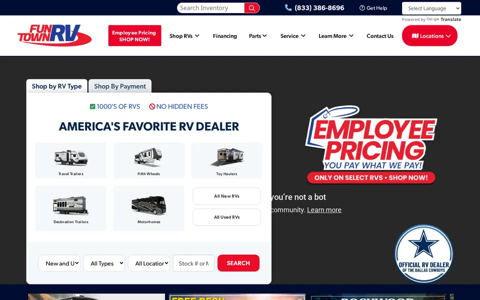 Fun Town RV website