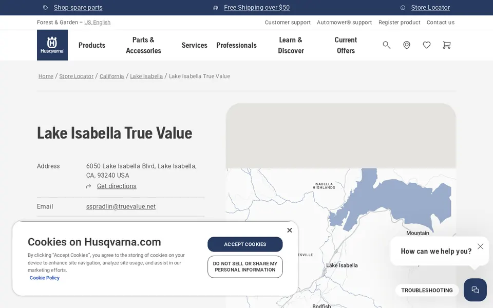 Lake Isabella True Value website