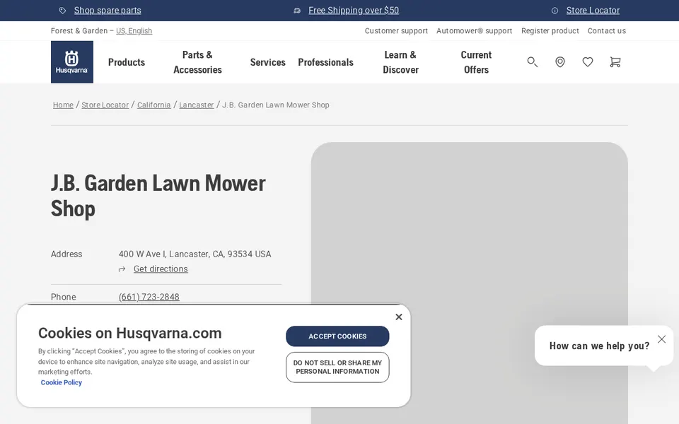 J.B. Garden Lawn Mower Shop website
