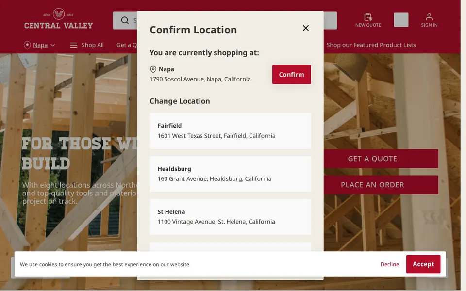 Central Valley Builders Supply website