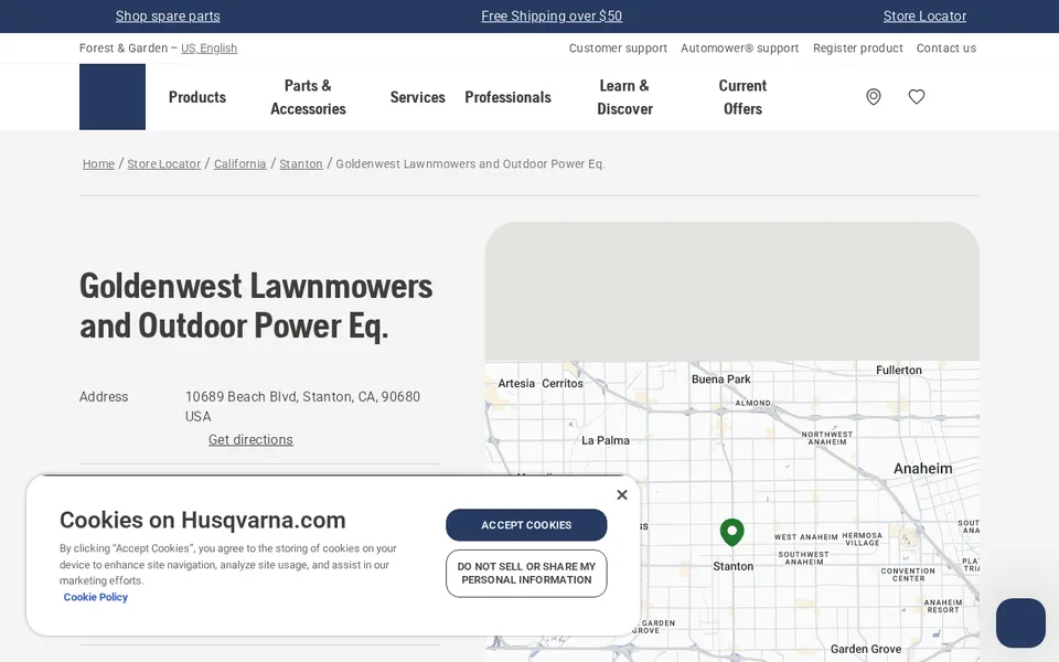 Goldenwest Lawnmowers and Outdoor Power Eq. website
