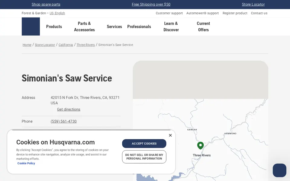 Simonian's Saw Service website