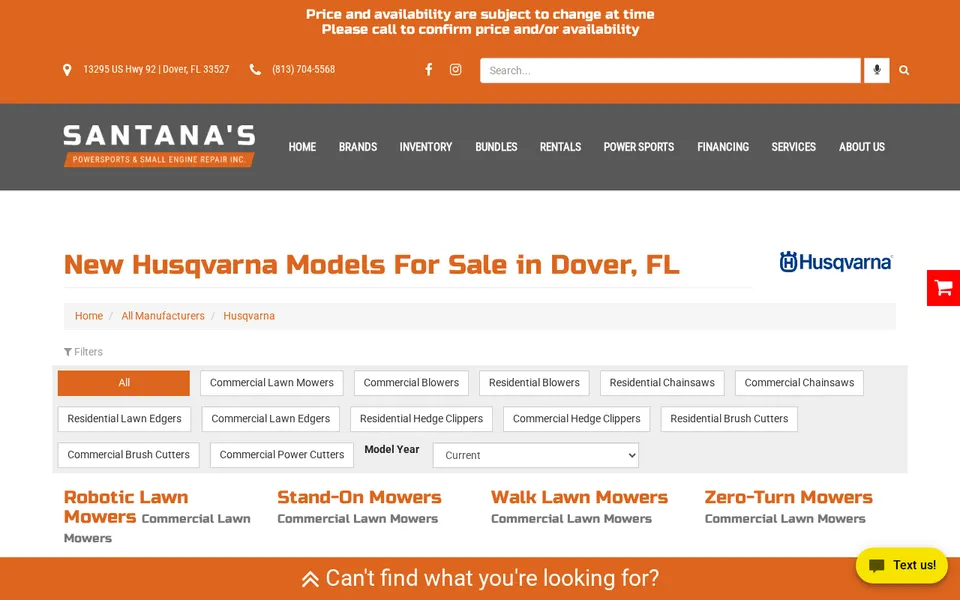 Santana Powersports & Small Engine website
