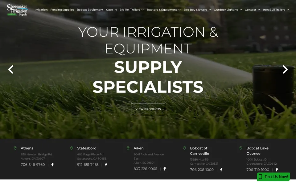 Shoemaker Irrigation Supply website