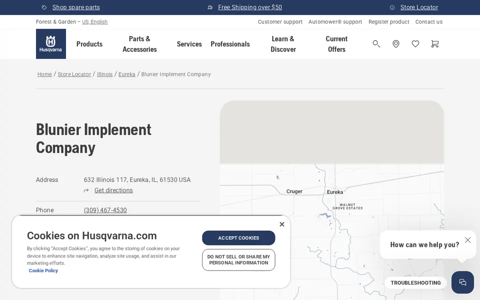 Blunier Implement Company website