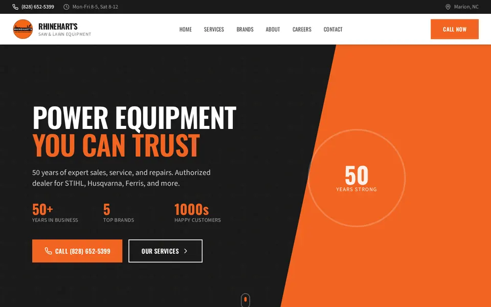 Rhinehart's Saw & Lawn Equipment website