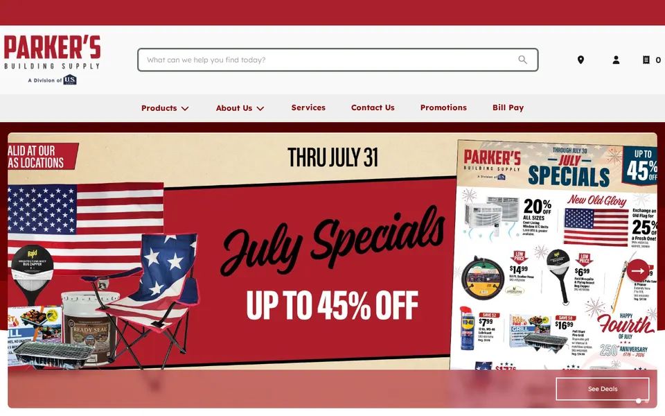 Parker Building Supply website