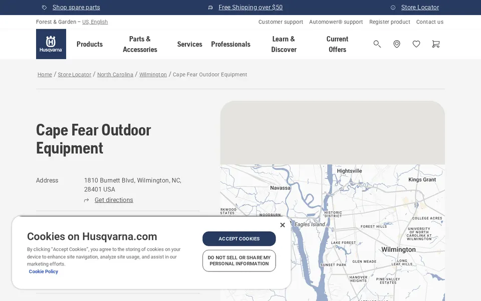 Cape Fear Outdoor Equipment website