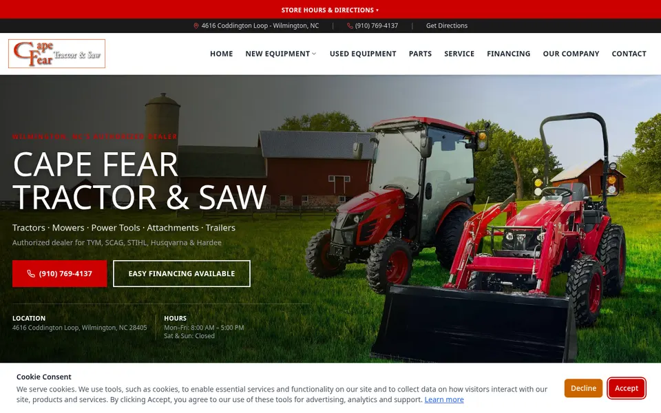Cape Fear Tractor & Saw, LLC website
