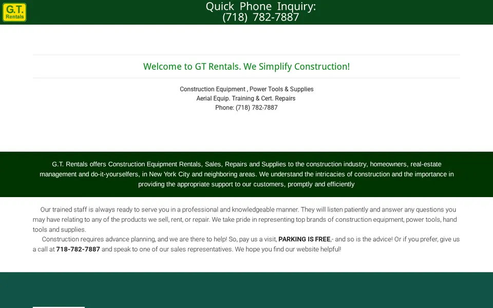 G T Rentals website