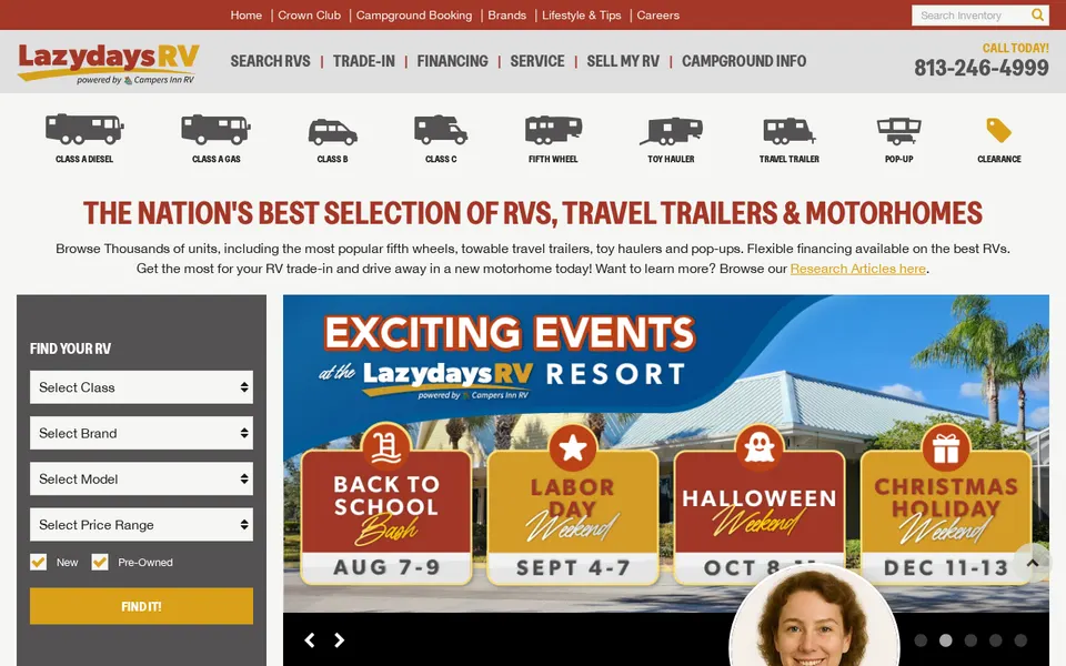 Lazydays RV of Tampa website