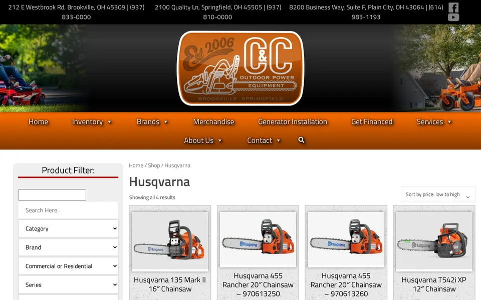 C & C Outdoor Power Equipment website
