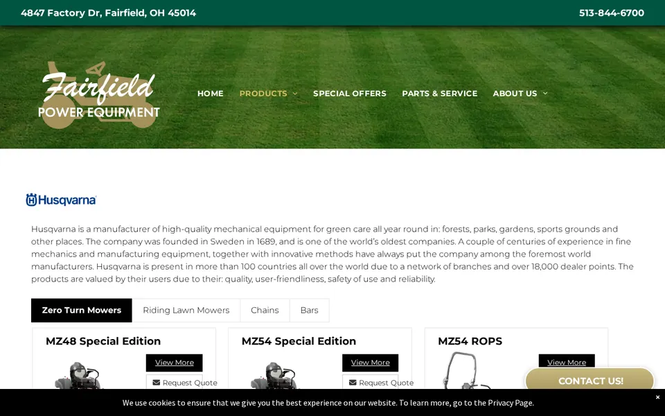 Fairfield Power Equipment website